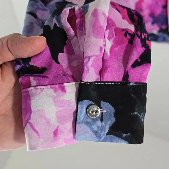 {Alfani} Women's Floral Abstract Print Drape Front Blouse - Size 8 - Picture 7 of 11